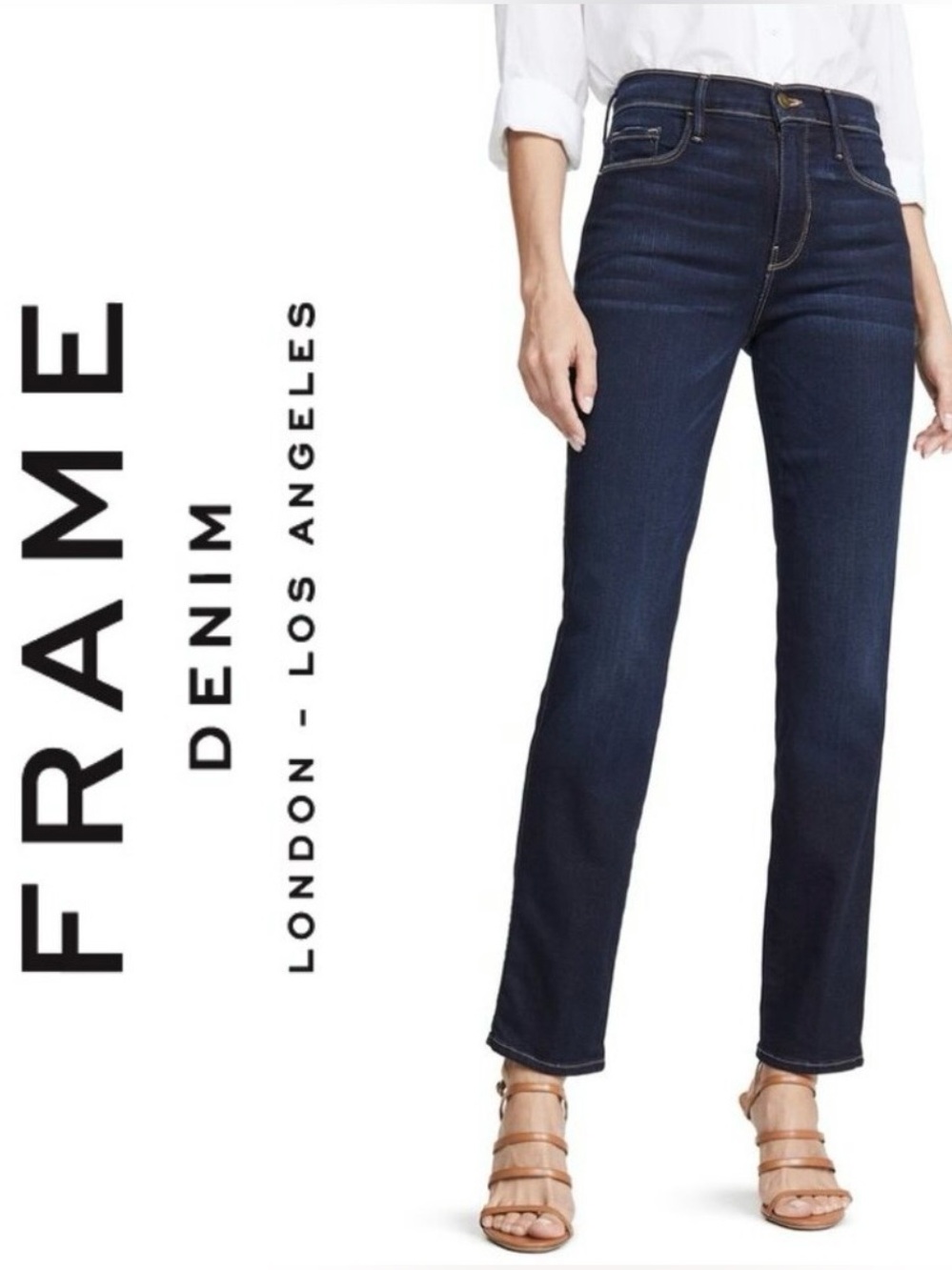 NWT FRAME LE SYLVIE Slender Straight High-Rise Denim Jeans Dark Wash ❤️